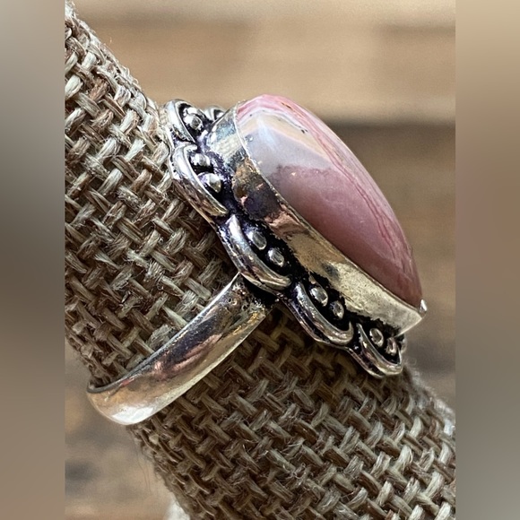New Rhodochrosite Crystal Stone Silver Overlay Ring Size 6.25 - Picture 5 of 6